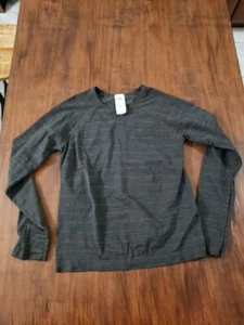 Athleta Girl Sz L/12 Long Sleeve T-Shirt w/ Thumb holes Power Up Gray.  - Picture 1 of 3