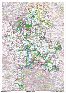 Staffordshire Ceremonial County Map - County Map of Staffordshire - Picture 1 of 5