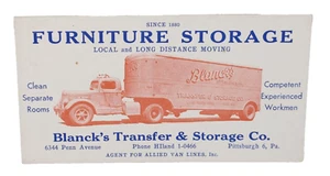 Blanck's Transfer & Storage Co Pittsburg, PA. 6" X 3.25" Advertising Ink Blotter - Picture 1 of 2