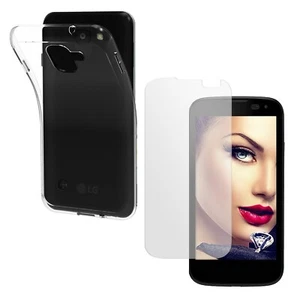 For LG K3 2017 TEMPERED GLASS SCREEN PROTECTOR + CLEAR SILICONE TPU CASE COVER - Picture 1 of 12