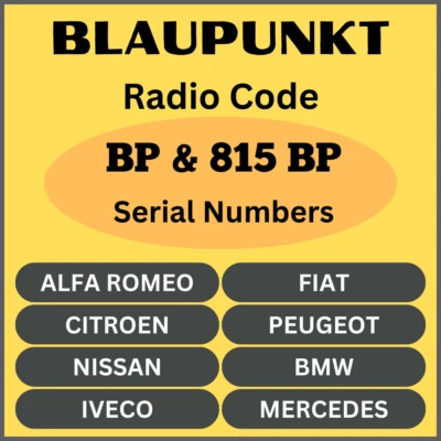 UNLOCK YOUR BLAUPUNKT RADIO STEREO CODE CITROEN PEUGEOT FIAT NISSAN BMW ALFA ROM - Image 1 of 4