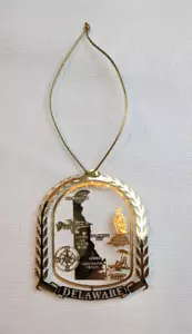 Nation’s Treasures Solid Brass Ornament State Of Delaware - Picture 1 of 3