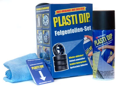 Plasti Dip Sprühfolie Felgenfolie 4x Schwarz matt Abziehlack Spray inkl. Zubehör - Bild 1 von 4