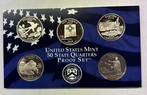 2008 S Proof Clad Quarter 5 Coin Set - Coins Only - No Case, Box or COA - Picture 1 of 2