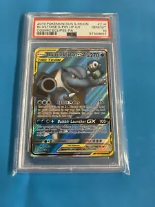 Pokemon Card PSA 10 Gem Mint Blastoise & Piplup GX 214/236 Cosmic Eclipse - Picture 1 of 2