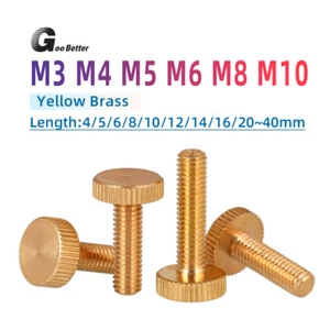 Brass Knurled Flat Head Thumb Screws M3 M4 M5 M6 M8 M10 Round Flats Head Bolts - Picture 1 of 61