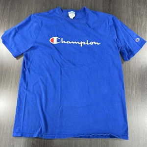 Vintage Champion T-Shirt Herren XL blau Rundhalsausschnitt Logo bestickt - Bild 1 von 10