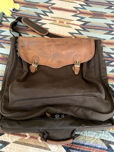 Vintage Cabelas Canvas & Leather Garment Bag Luggage Travel Hunting Outdoor - Picture 1 of 10