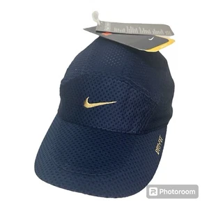 2006 Nike DRI-FIT Hat Mesh Cap Running Blue Gold Swoosh Pull Strap Unisex RARE - Picture 1 of 10