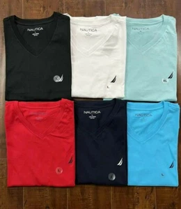 NWT Nautica Men's V Neck Tee Short Sleeve Solid Vee Neck T-Shirt - Picture 1 of 12