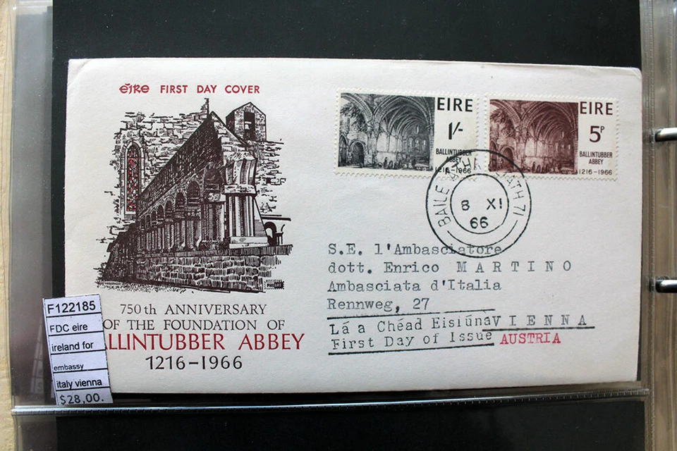 FDC EIRE IRELAND FOR EMBASSY ITALY WIEN (F122185) - Image 1 of 1