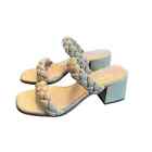 Kate Spade Juniper Leather Double Braided Strap Slide Sandals New Size 6 Beige