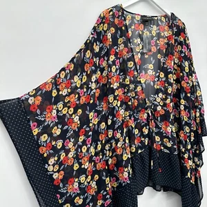 Lane Bryant Kimono Cardigan Poncho Top Size 26 28 Whimsical Beachy Festival Boho - Picture 1 of 14