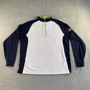 FootJoy Jacket Mens XL White Blue Golf Pullover 1/2 Zip Stretch Nylon Olympia - Picture 1 of 19