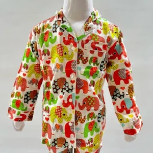Indian Hand Block Elephant Pattern Design Kids Night Suit Kid Loungewear Pj Set - Picture 1 of 8