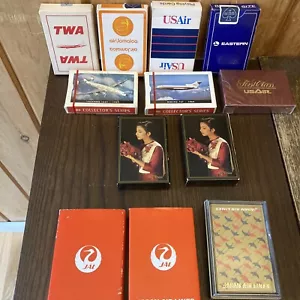 12 Vintage AIRLINES Unopened PLAYING CARD DECKS Thai Air TWA US Air JAL Eastern - Picture 1 of 9