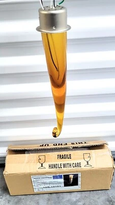 Lámpara colgante de vidrio con acabado de llama ámbar soplado a mano universal Sigma  Foto 1 de 4