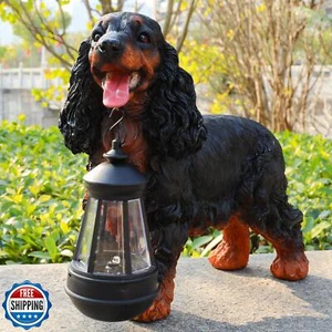 Garden Dog Statues Outdoor Decor, Solar Lights Outdoor Cocker Spaniel Figurin - Picture 1 of 5