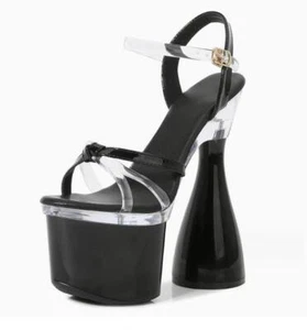 Sexy Super High Heels 18CM Womens Platform Pumps Buckle Sandals Shoes Nightclub - Picture 1 of 13