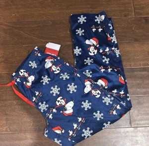 Snoopy Mens Pajama Pants Christmas Snowflakes New Blue Sz L - Picture 1 of 1