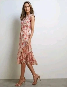 π NEW - Liz Jordan Luxe Size 14 Floral Frill Detail Dress - RRP $189.99 π - Picture 1 of 7