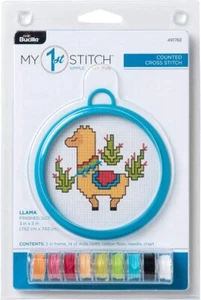 Bucilla 49176E My 1st Stitch Counted Cross Stitch Kit, 3", Llama - Picture 1 of 2