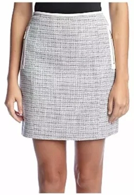 Minifalda Vince Camuto Bolsillo con Cremallera Tweed con Detalle de Cuero Sintético (8) Nueva con Etiquetas $99 Foto 1 de 4