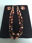 Vintage Bakelite and plastic beaded Necklace and clipon Earrings