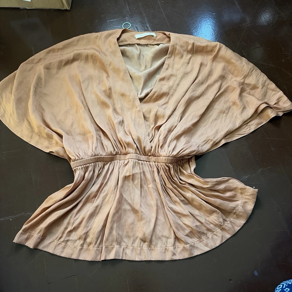 Blusa boho fluida semilla mostaza manga 3/4 para mujer Foto 1 de 2