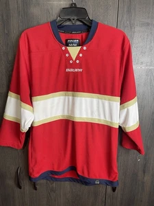 Vintage 90’s Bauer Blank Youth Hockey Jersey Size Medium Red - Picture 1 of 6