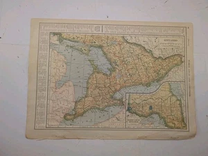 Vintage 1917 ONTARIO CANADA Color Map Wall Decor Authentic 15"x10-3/4" - Picture 1 of 2
