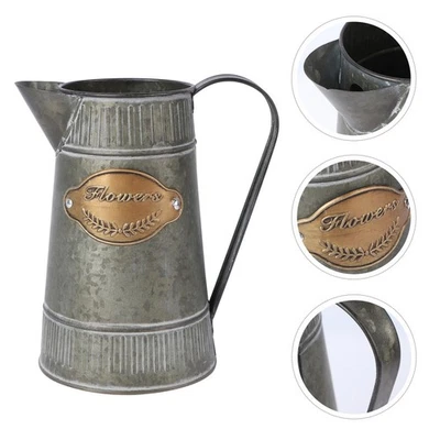 2 Stück antike Eisen Blumentopf Blumen Vase mit Griff Home Ornamente - Bild 1 von 4