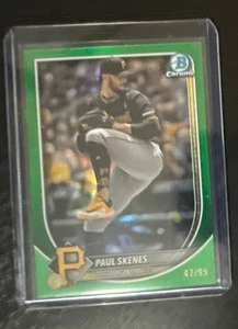 2025 Bowman Chrome #30 Paul Skenes True Green Refractor #47/99 - Picture 1 of 2