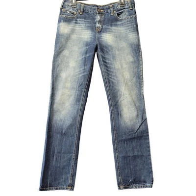 Denim London Jean Azul Lavado Ácido Envejecido Y2k Grunge Clásico Mujer Talla 6 Cremallera Foto 1 de 4