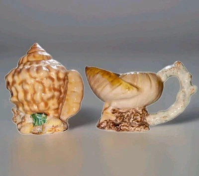 Juego de crema para platos de azúcar Shell mar costero náutico pintado a mano borde del Pacífico playa Foto 1 de 4