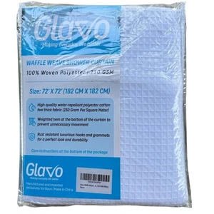 Glavo Waffelmuster Duschvorhang mit Haken - wasserabweisend 72 x 72 - Bild 1 von 10