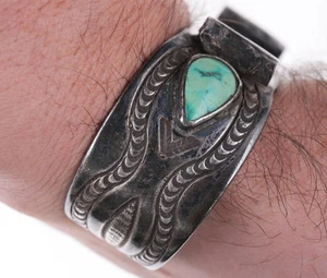 6,75" um 1930 Navajo Silber Uhrenarmband mit Türkis - Bild 1 von 7