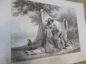 Gravure ancienne-Aux environs de Barcelonne-Horace Vernet-19e siècle. - Picture 1 of 2