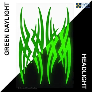 Tribal Reflective Helmet Decals, 4 Green Bike Frame Reflector Stickers #877R - Picture 1 of 7