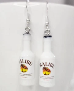 In The Theme Of Malibu Bottles Earrings Handmade Coconut Drink Novelty Earrings. - Picture 1 of 2