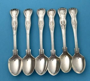 6 English Silver Egg Spoons George Adams & Other KING'S PATTERN - Picture 1 of 9