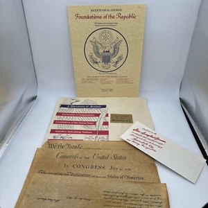 4 Documents of Freedom - Authentic Reproductions on Antiqued Parchment US 1956 + - Picture 1 of 8