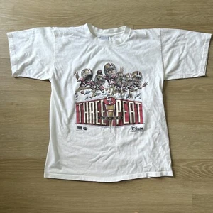 Vintage 1990 Three-Peat SF 49ers Shirt L NFL Salem Single Stitch Tee Sports USA - Picture 1 of 12