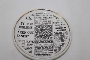 BUCCIARELLI MILANO~Italy~PORCELAIN Beverage Coaster~NEWSPAPER~Gold Rim~4"~Round - Picture 1 of 5