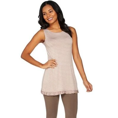 LOGO Capas por Lori Goldstein 1X Tanque tejido a rayas brezo arenisca con dobladillo con volantes Foto 1 de 4