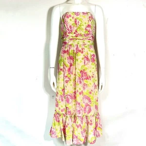 Plenty by Tracy Reese Pink Floral Print 100 Silk Strapless MIDI Dress 8 New $306 - Picture 1 of 10