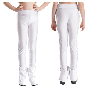 Figure Skating Leggings Girls Fleece Lined Trousers Ice Skating Pants Workout - Picture 1 of 47