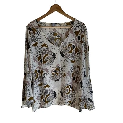 Blusa Kenar Floral Cuello en V Manga Larga Ligera Top Grande Foto 1 de 4