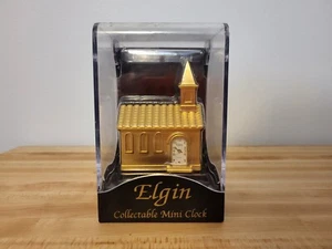 Elgin Collectable Mini Church Desk Clock Gold Tone NEW SEALED - Picture 1 of 4