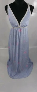 Vintage 70er Miss Elaine Jersey Strick Lavendel Blumen Bodenlang Nachthemd Sm/Med - Bild 1 von 7